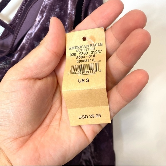 American Eagle NWT Purple Crushed Velvet Sleeveless Strappy Tank Top - Picture 8 of 8